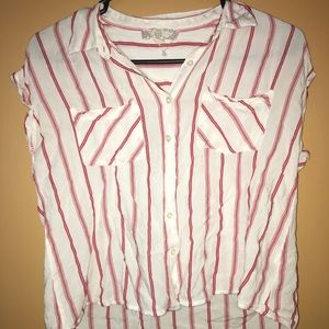 Striped button up tee